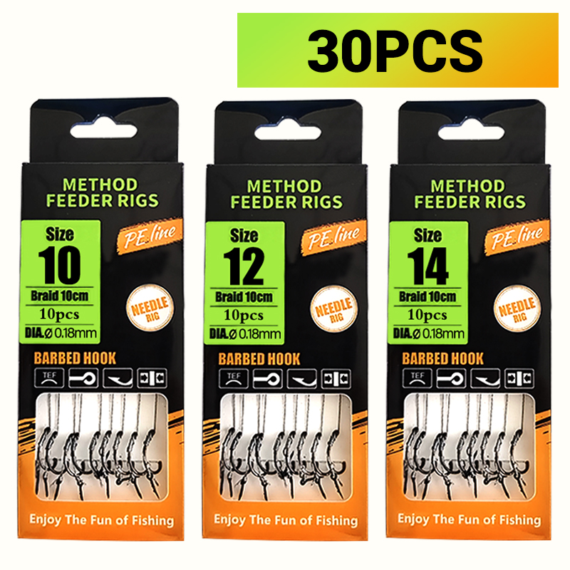 Fishing Hook Assortment - ชุดสายเบ็ดตกปลาคาร์พสำเร็จรูป, แบบ Method Feeder และ Hair