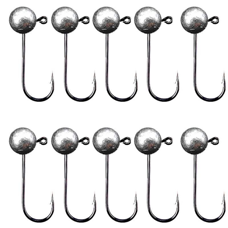 Fishing Hook Offset - 10 ชิ้น/ล็อต Jig Head ตะขอตกปลา 1g