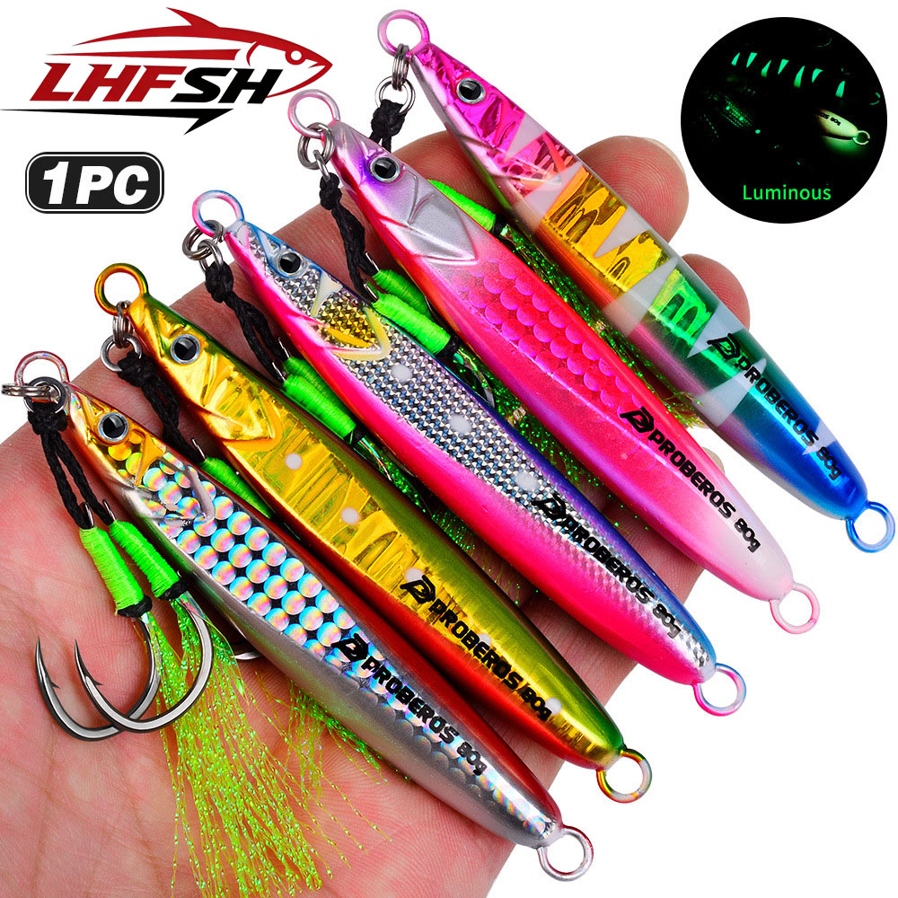 Fishing Hook Treble - เหยื่อตกปลาโลหะเรืองแสง LHFSH น้ำหนัก 20-80 กรัม แบบจมช้า