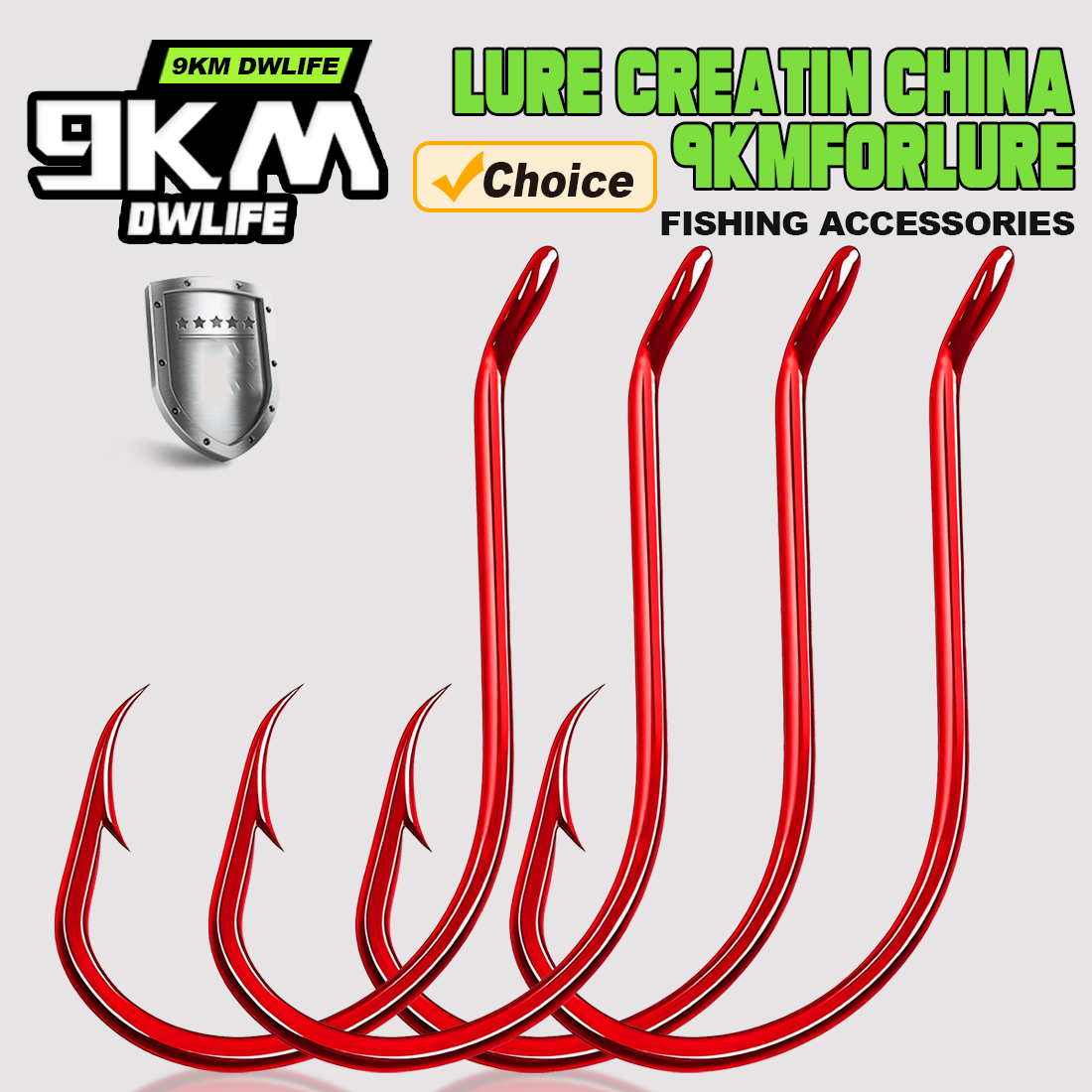 Fishing Hook Assortment - 9 กม. 100 ชิ้นตะขอปลาหมึกยักษ์สีแดงที่แข็งแกร่งเป็นพิเศษอเนกประสงค์ตกปลาเหยื่อสดตะขอสําหรับน้ําเค็ม