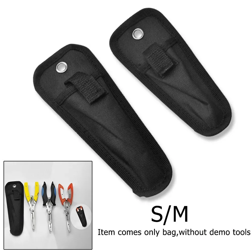 Fishing Hook Sharpener - 1 ชิ้น กระเป๋าใส่คีมตกปลาแบบแข็งแรงทนทาน ทำจากผ้าอ๊อกซ์ฟอร์ด พร้อมที่เก็บอุปกรณ์ถอดเบ็ดตกปลา สีดำ