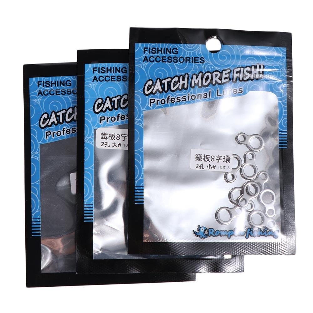 Fishing Hook Jig - 10 ชิ้น ห่วงสแตนเลสสำหรับตกปลา รูปทรงเลข 8 คู่