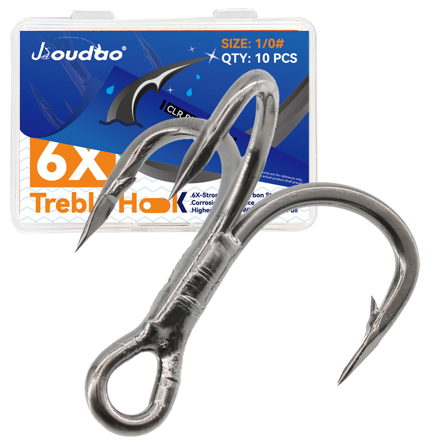 Fishing Hook Offset - 6X ประมง ตะขอแหลม 10 ชิ้น เบ็ดตกปลาสามชั้นสําหรับการตกปลาเกมใหญ่