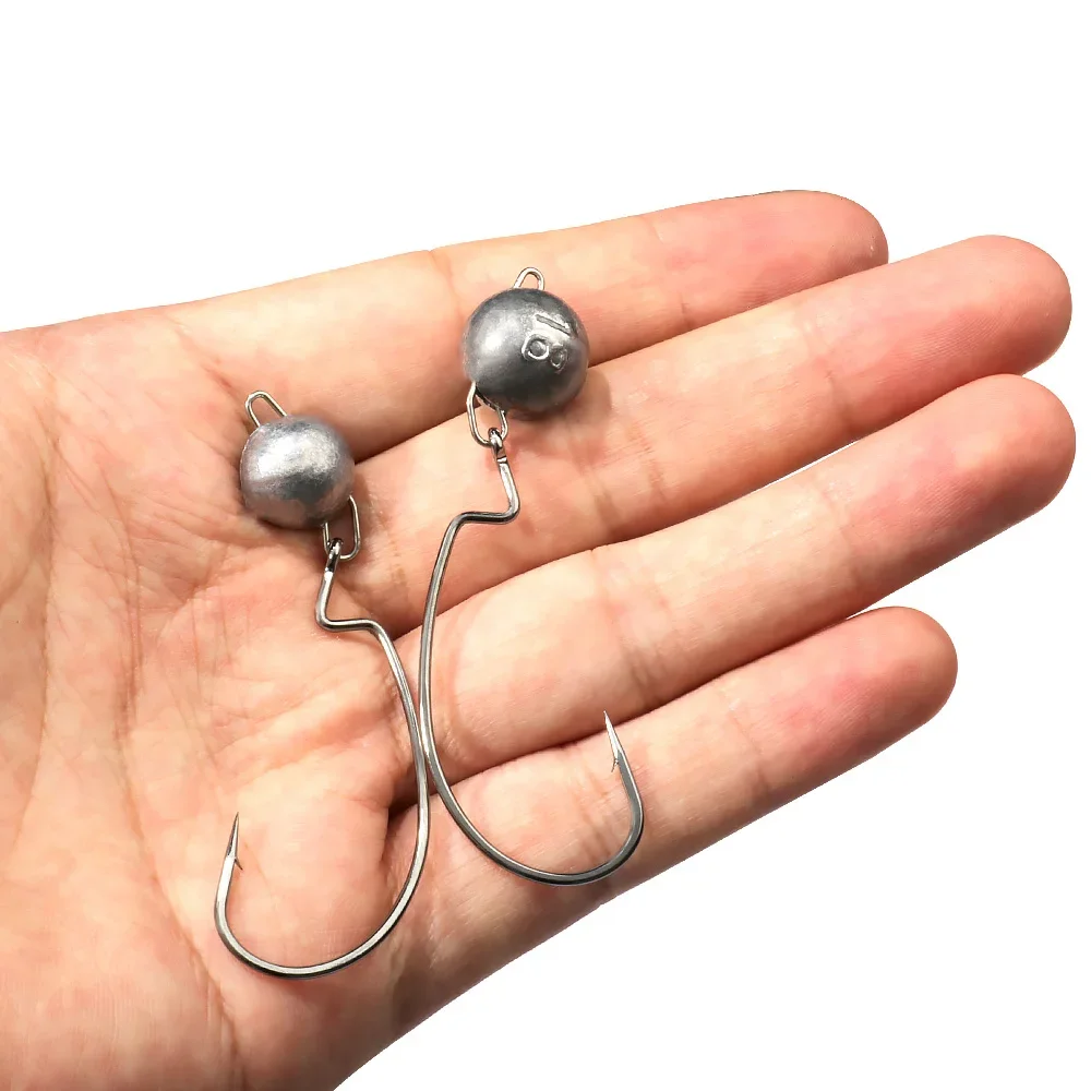 5pcs โลหะ JIG HEAD หนอนตะขอ 2g - Fishing Hook Weedless บทวิจารณ์และราคา